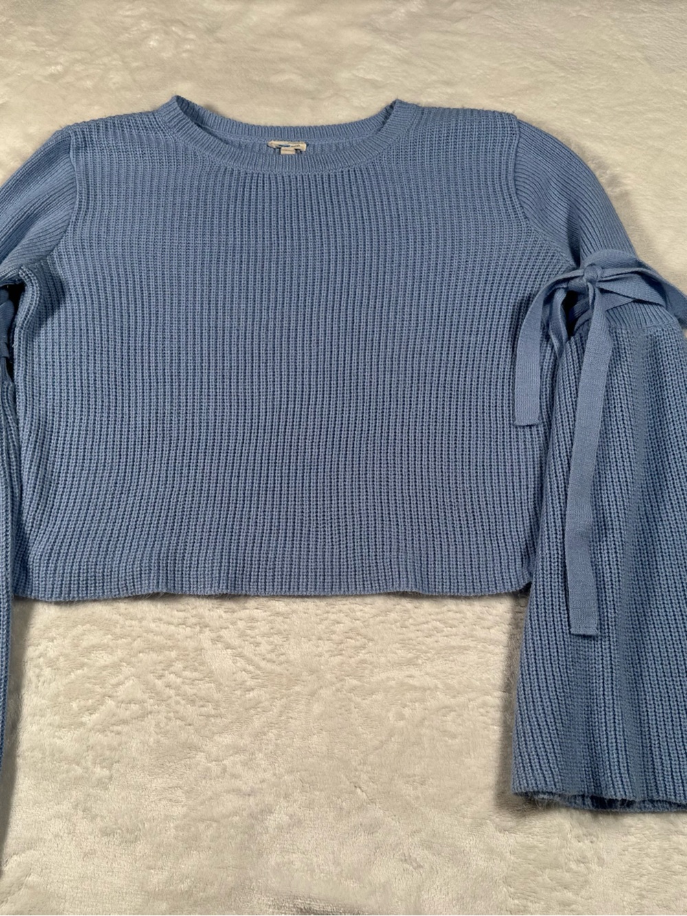 silence + noise Powder Blue Tie-Sleeve Crew Sweater